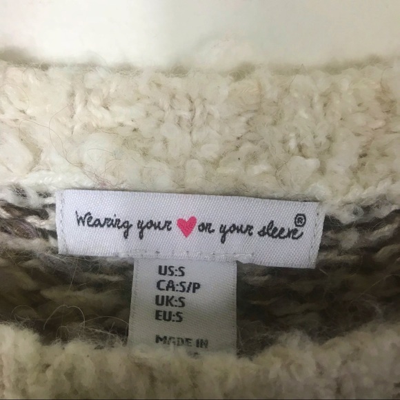 Wearing your ❤️ on your sleeve -Wool thick sweater - Picture 3 of 6